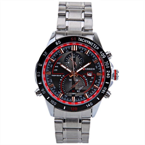 Curren 8149 Quartz Watch with Calendar Analog Indicate Steel Watchband for Men