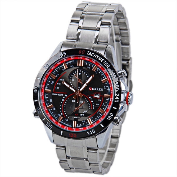 Curren 8149 Quartz Watch with Calendar Analog Indicate Steel Watchband for Men