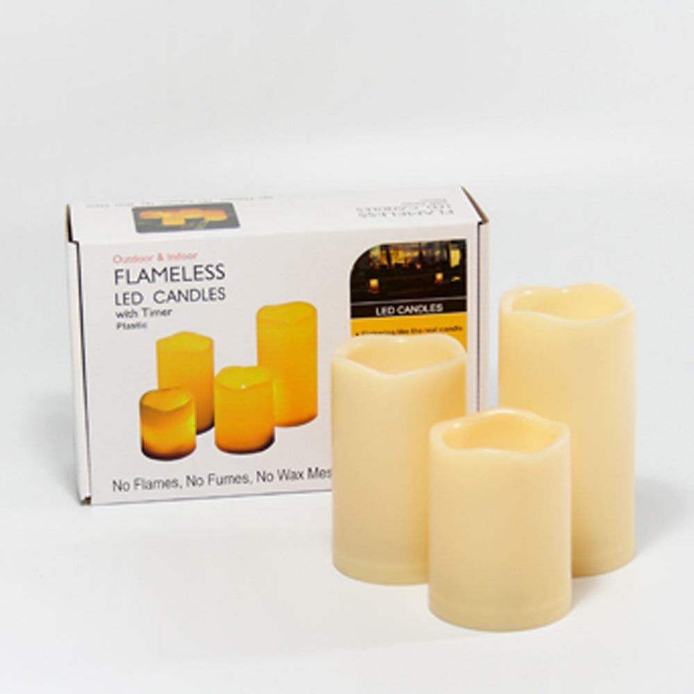 3PCS Flameless Candles with Timer for Out door Using