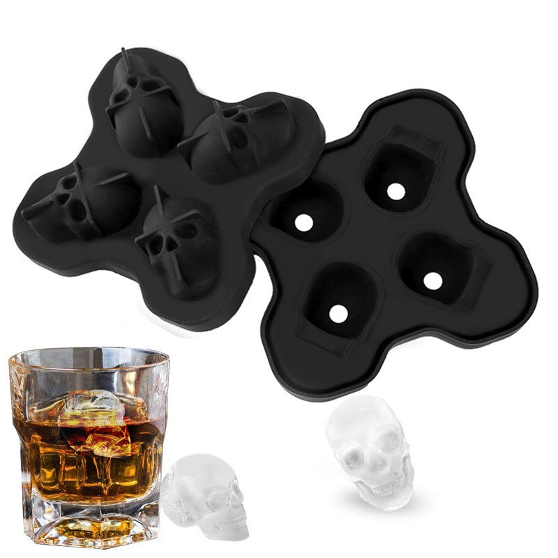 3D Skull Ice Mold Silicone Mould Cocktails Whisky Maker Halloween Party