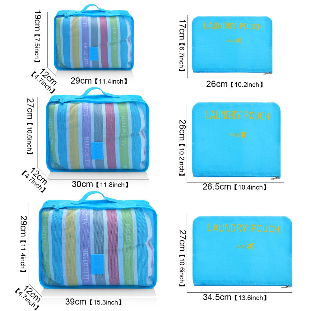 6 bags of bags  travel bags  6 space saving including bags   tissue travel (blue)