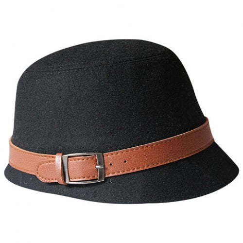 Chic Brown Belt Decorated Solid Color Hat For Women