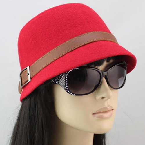 Chic Brown Belt Decorated Solid Color Hat For Women