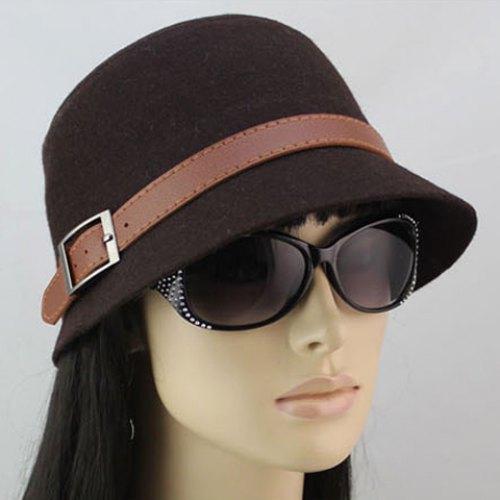 Chic Brown Belt Decorated Solid Color Hat For Women