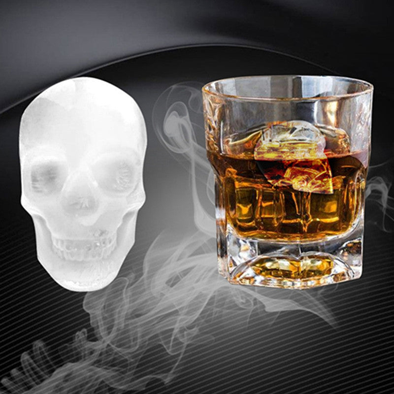 3D Skull Ice Mold Silicone Mould Cocktails Whisky Maker Halloween Party