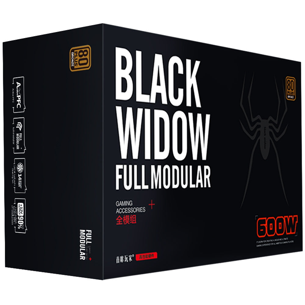 1STPLAYER Black Widow 600W Power Supply Full Range Input Full Modular 80PLUS Bronze Dual CPU