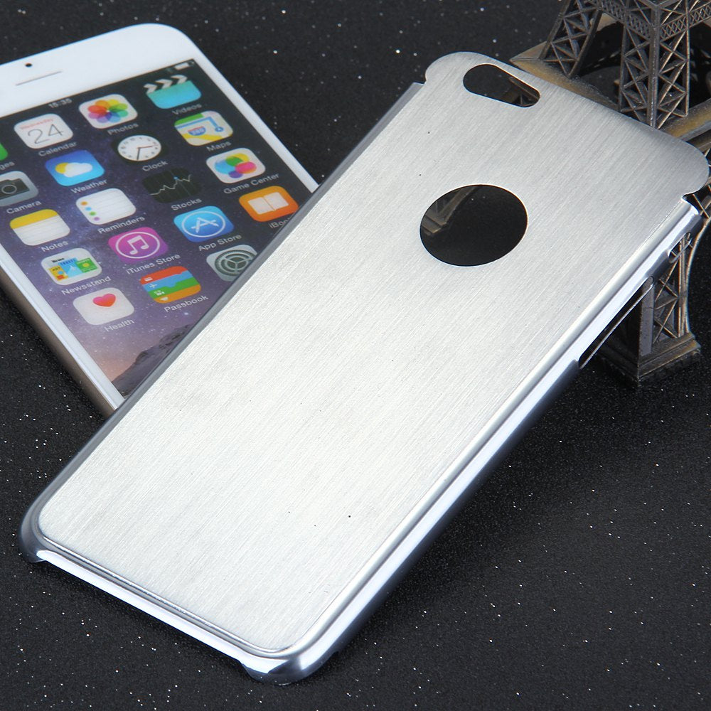 Brushed Back Cover Case with Logo Hole Design for iPhone 6 - 4.7 inches