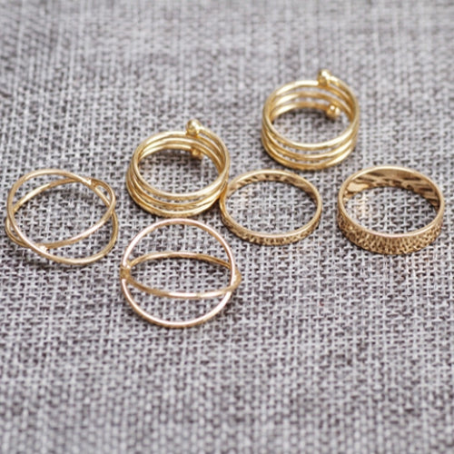 6PCS of Chic Women's Round Solid Color Rings