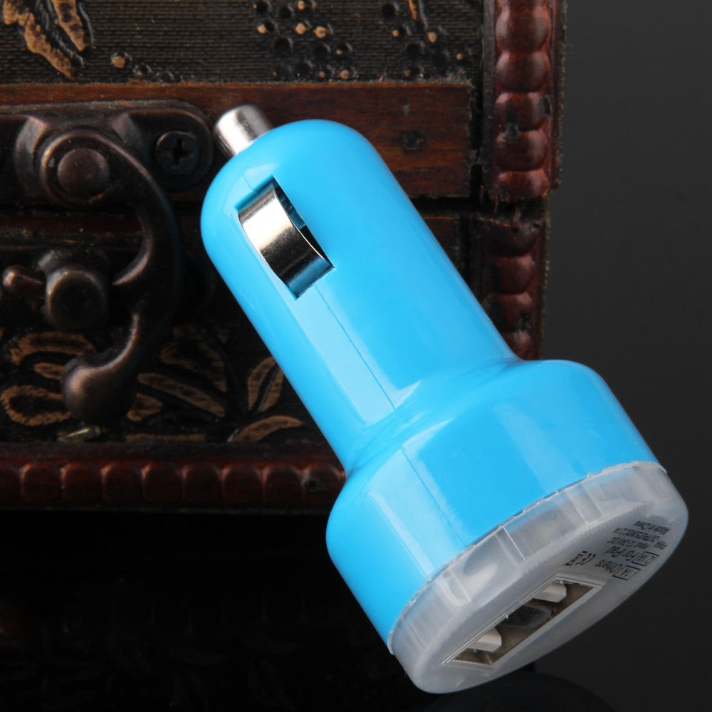 Double USB Ports Car Charger with 2.1A 1A for Mobile Phone