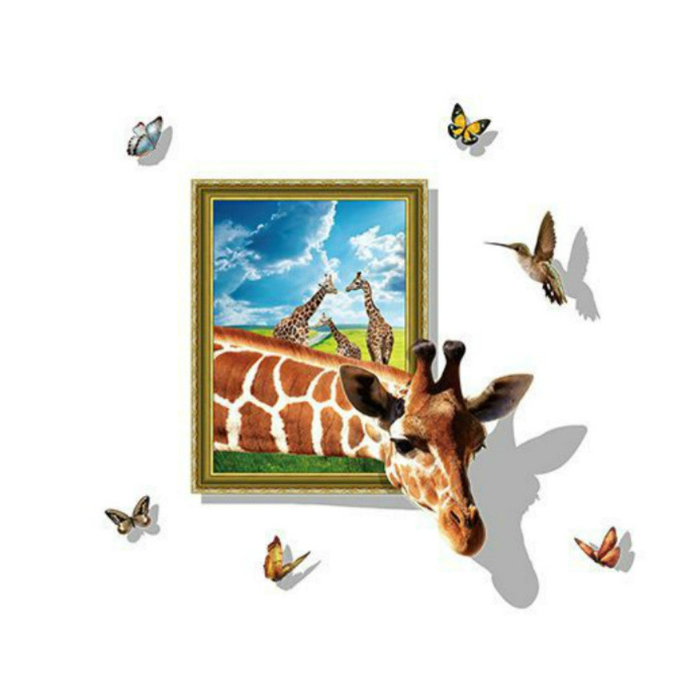 3D False Window Giraffe Living Room Wall Stickers