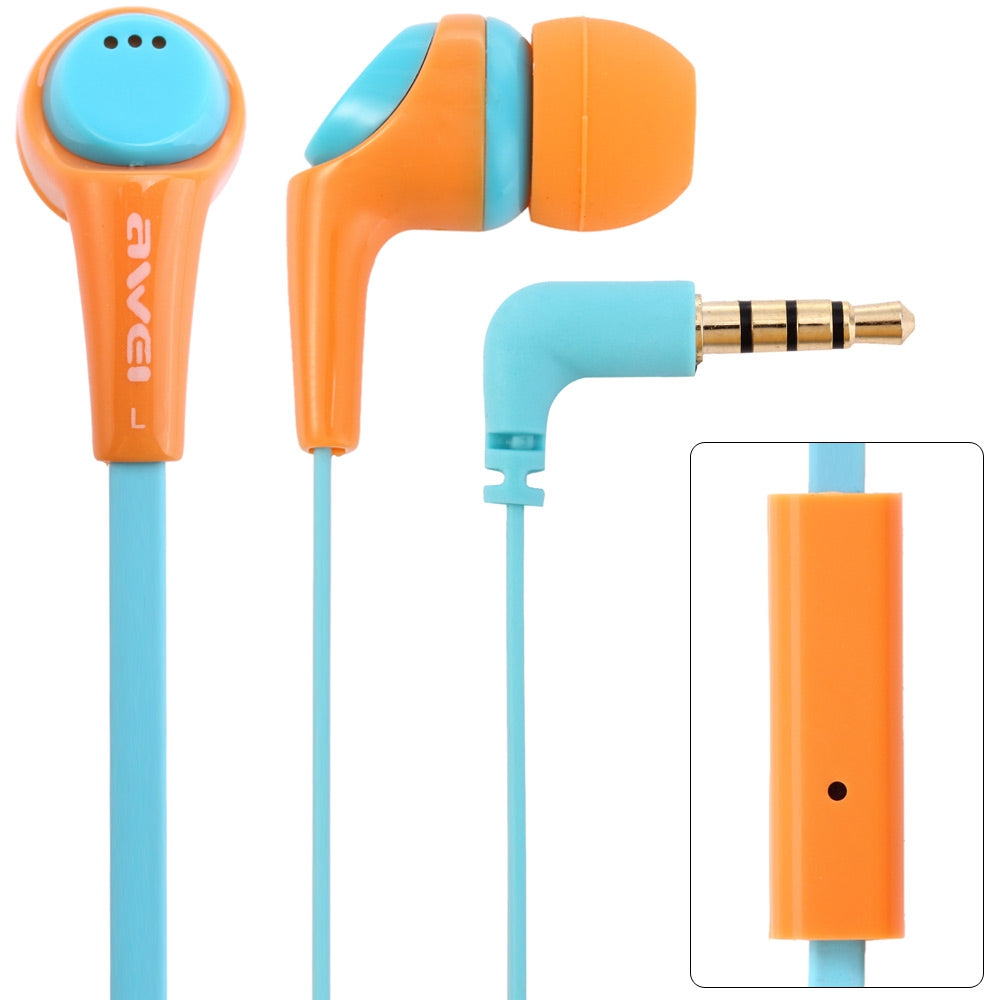 Awei ESQ6i 1.2m Cable Length In-ear Earphone with Mic for Mobile Phone Tablet PC