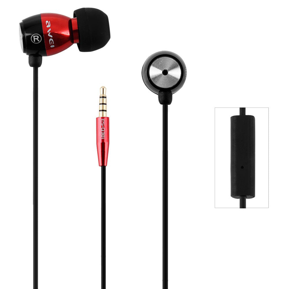 Awei ESQ38i Super Bass In-ear Earphone with 1.2m Cable Mic Next Song for Smartphone Tablet PC
