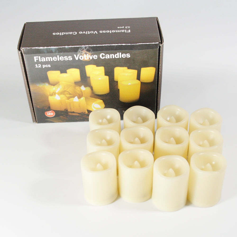 12 Pieces LED Flameless Votives Candles with Batteries