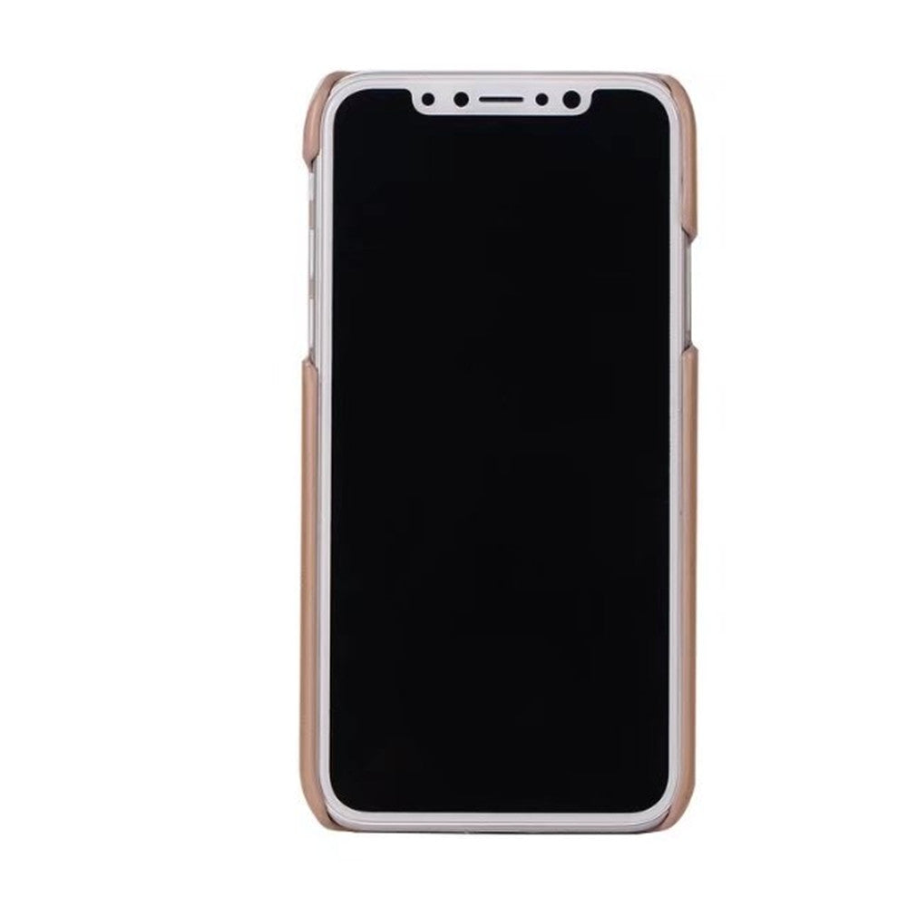 Card Holder Mirror Back Cover Solid Color Hard PU Case for iPhone X