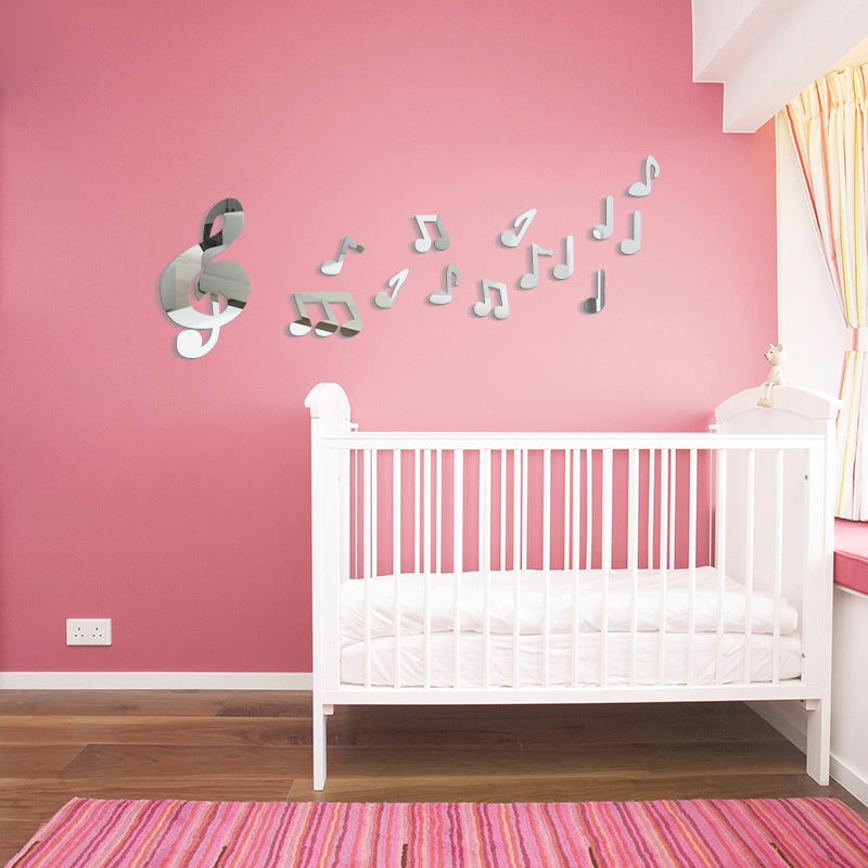 DIY Music Note Mirror Wall Stickers for Wall Decor