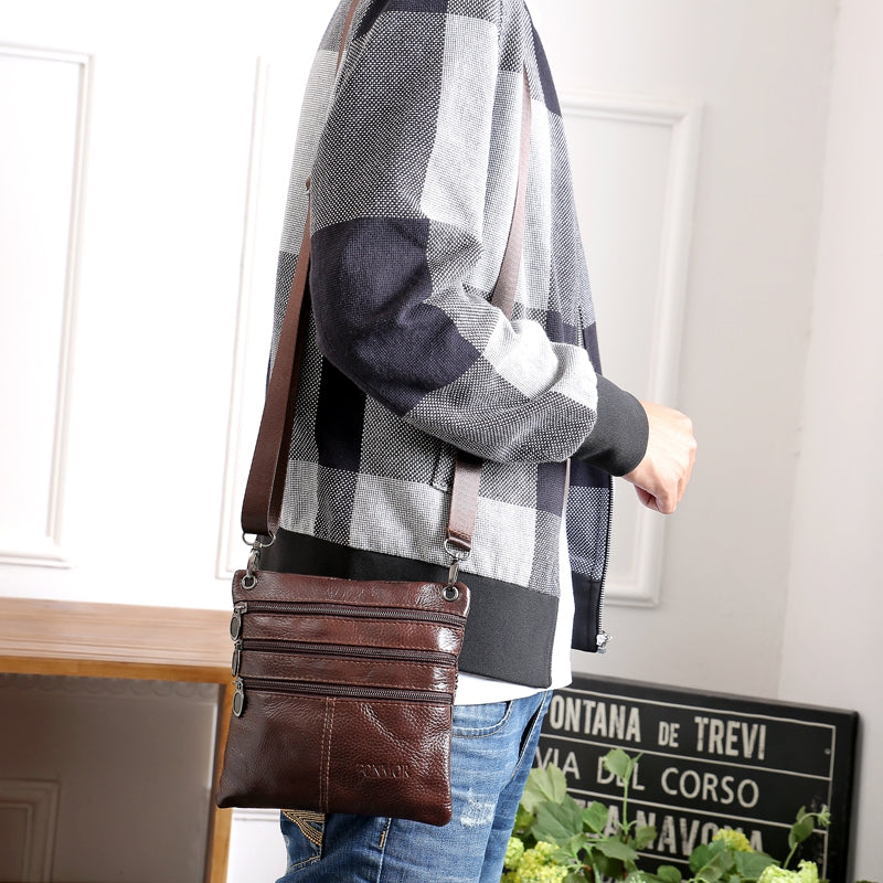 Brand 100% Genuine leather men bag Fashion men small shoulder crossbody bags Thin design Casual ...
