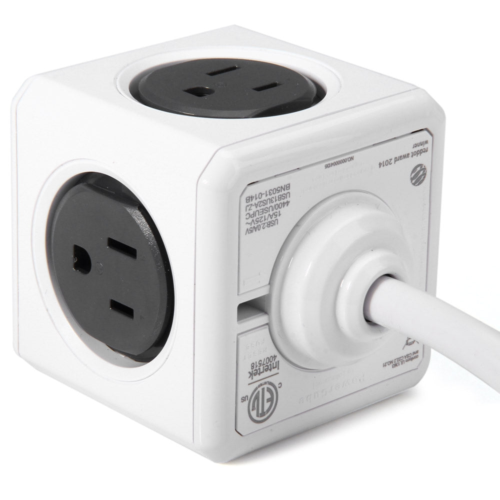 1 Piece Allocacoc PowerCube Extended Power Socket US Plug 4 Outlets 2 USB Ports Adapter with 3m ...