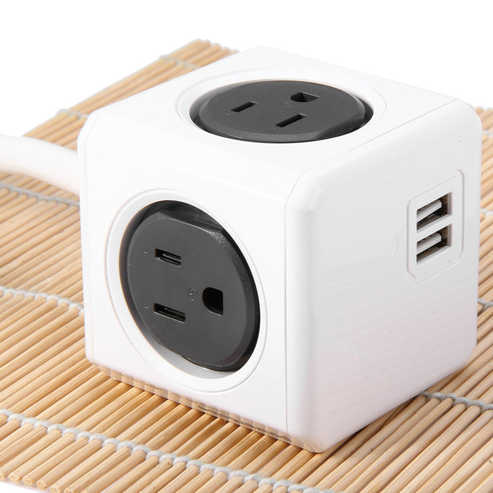 1 Piece Allocacoc PowerCube Extended Power Socket US Plug 4 Outlets 2 USB Ports Adapter with 3m ...