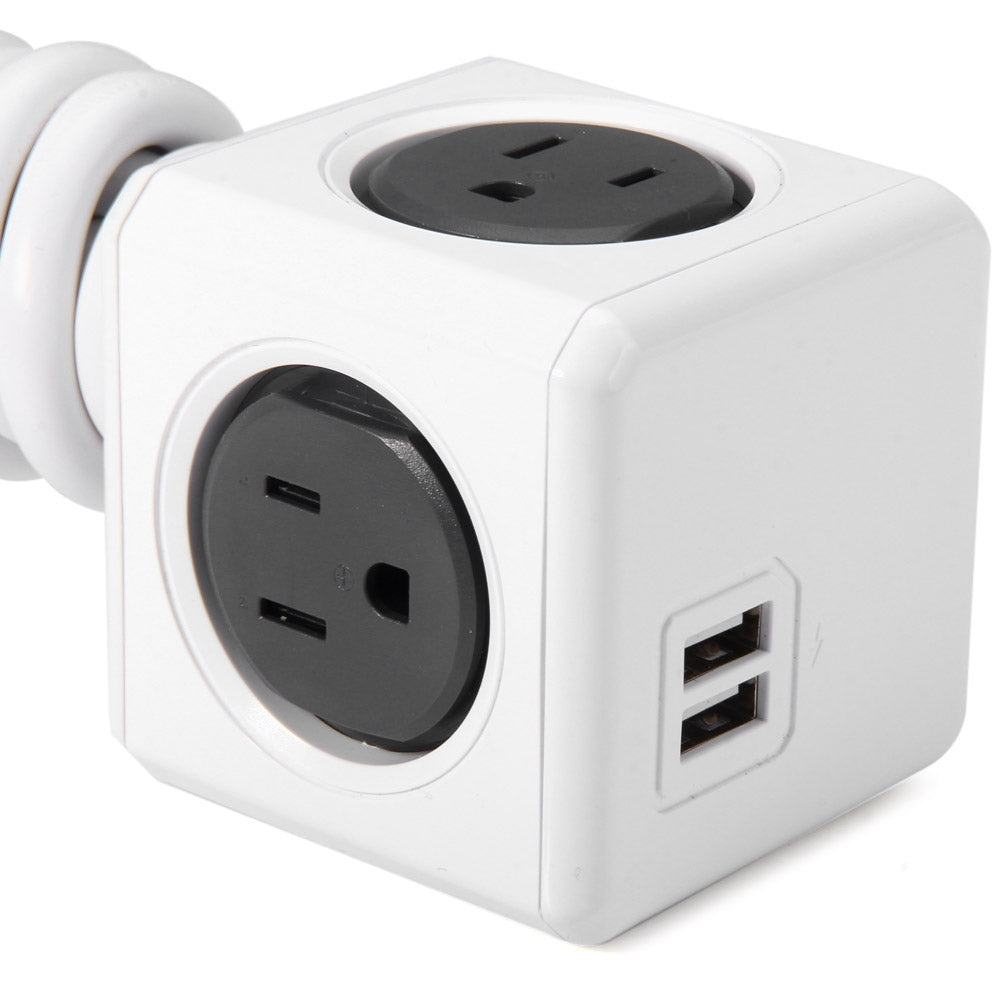 1 Piece Allocacoc PowerCube Extended Power Socket US Plug 4 Outlets 2 USB Ports Adapter with 1.5...