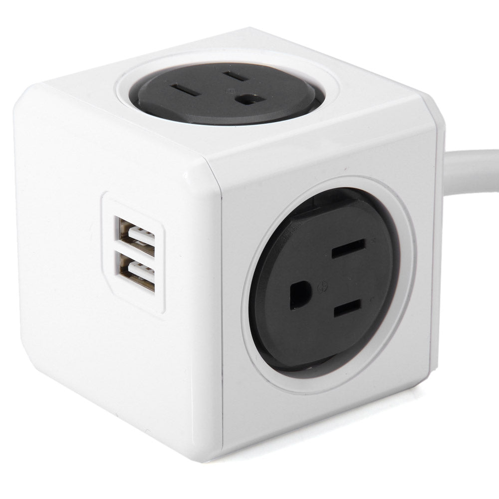 1 Piece Allocacoc PowerCube Extended Power Socket US Plug 4 Outlets 2 USB Ports Adapter with 1.5...