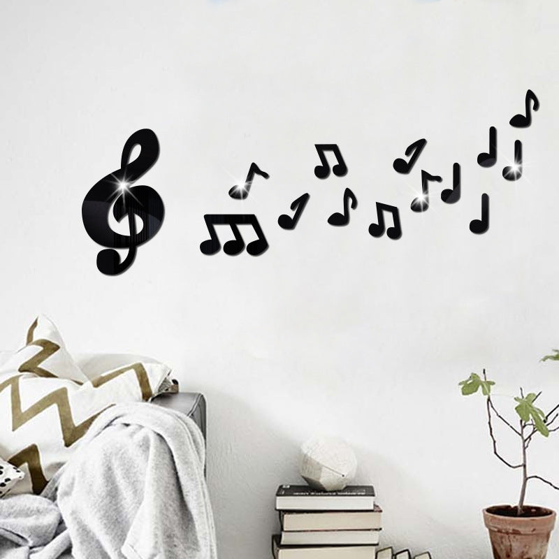 DIY Music Note Mirror Wall Stickers for Wall Decor