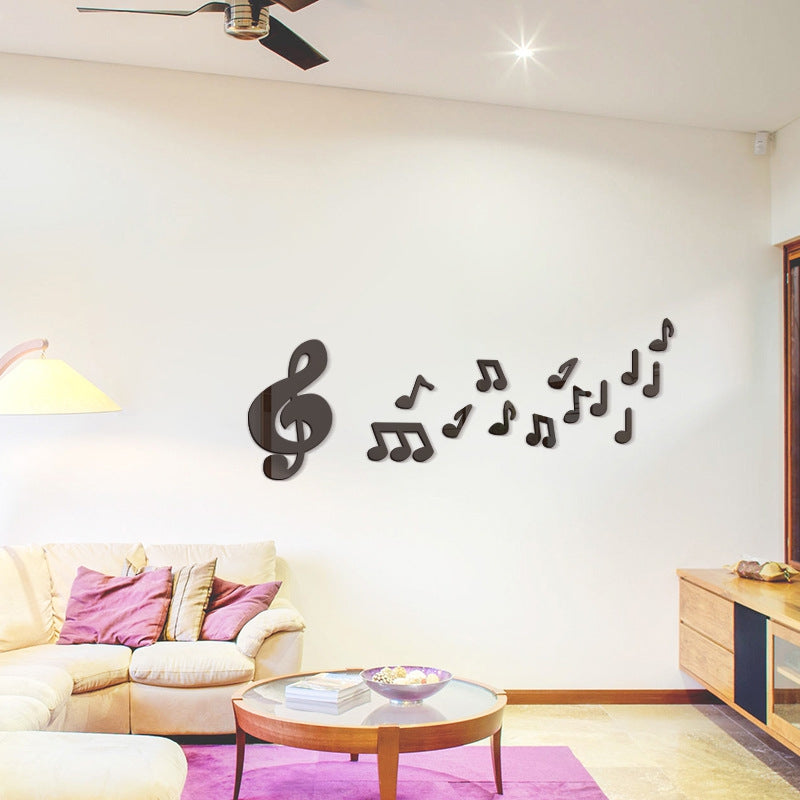 DIY Music Note Mirror Wall Stickers for Wall Decor