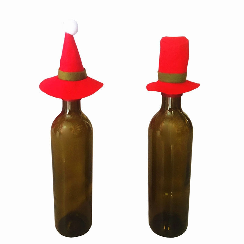 2PCS AY - hq250 Christmas Decoration Hat Wine Bottle Decorated Small Hat