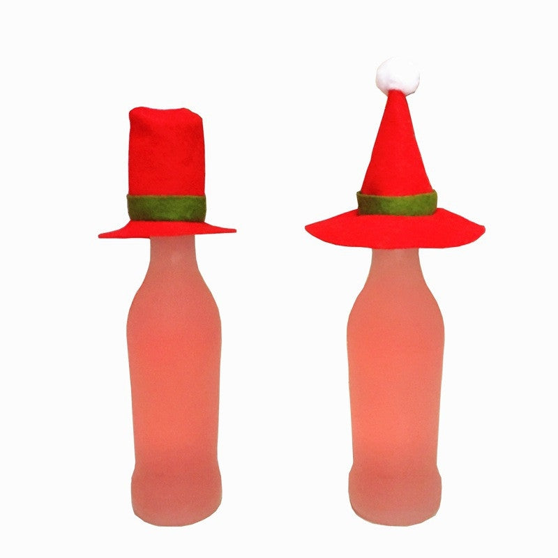 2PCS AY - hq250 Christmas Decoration Hat Wine Bottle Decorated Small Hat