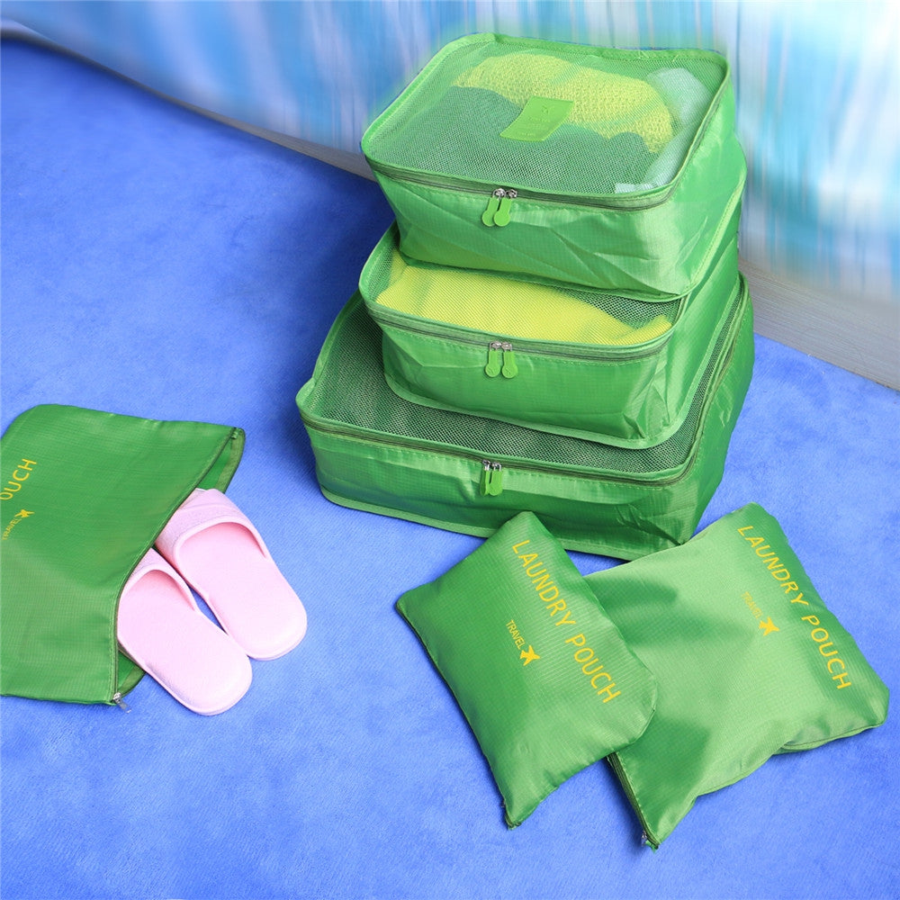 6 bags of bags  travel bags 6 space saving including bags  tissue travel (green)