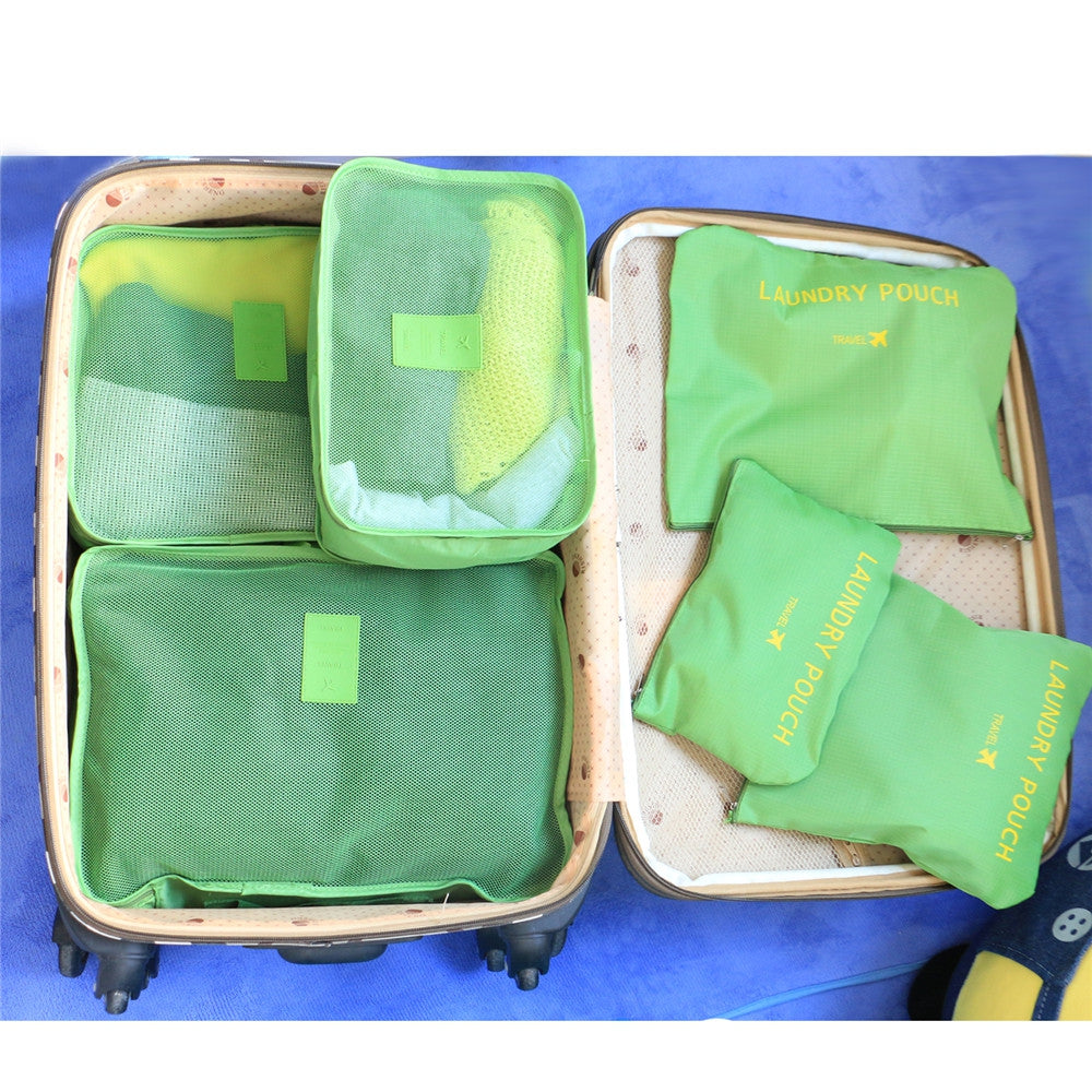 6 bags of bags  travel bags 6 space saving including bags  tissue travel (green)