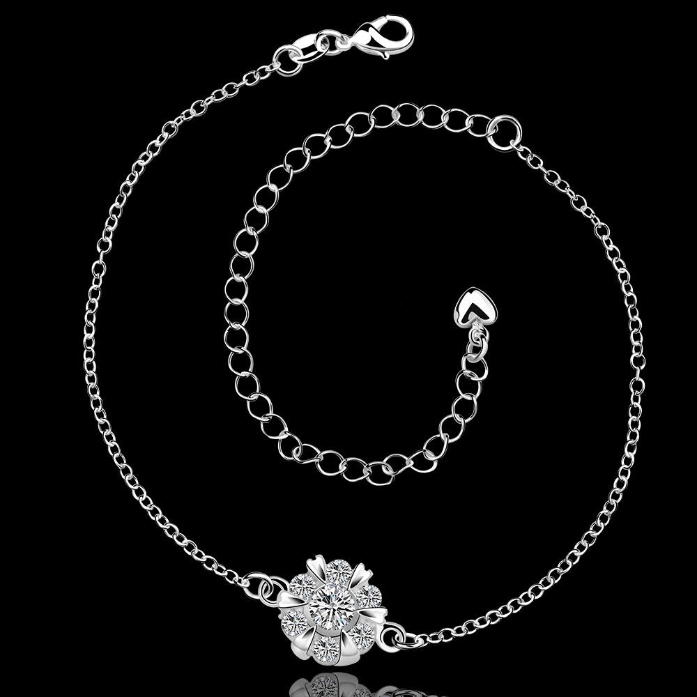 Classic Round Rhinestone Hollow Out Solid Color Anklet For Women