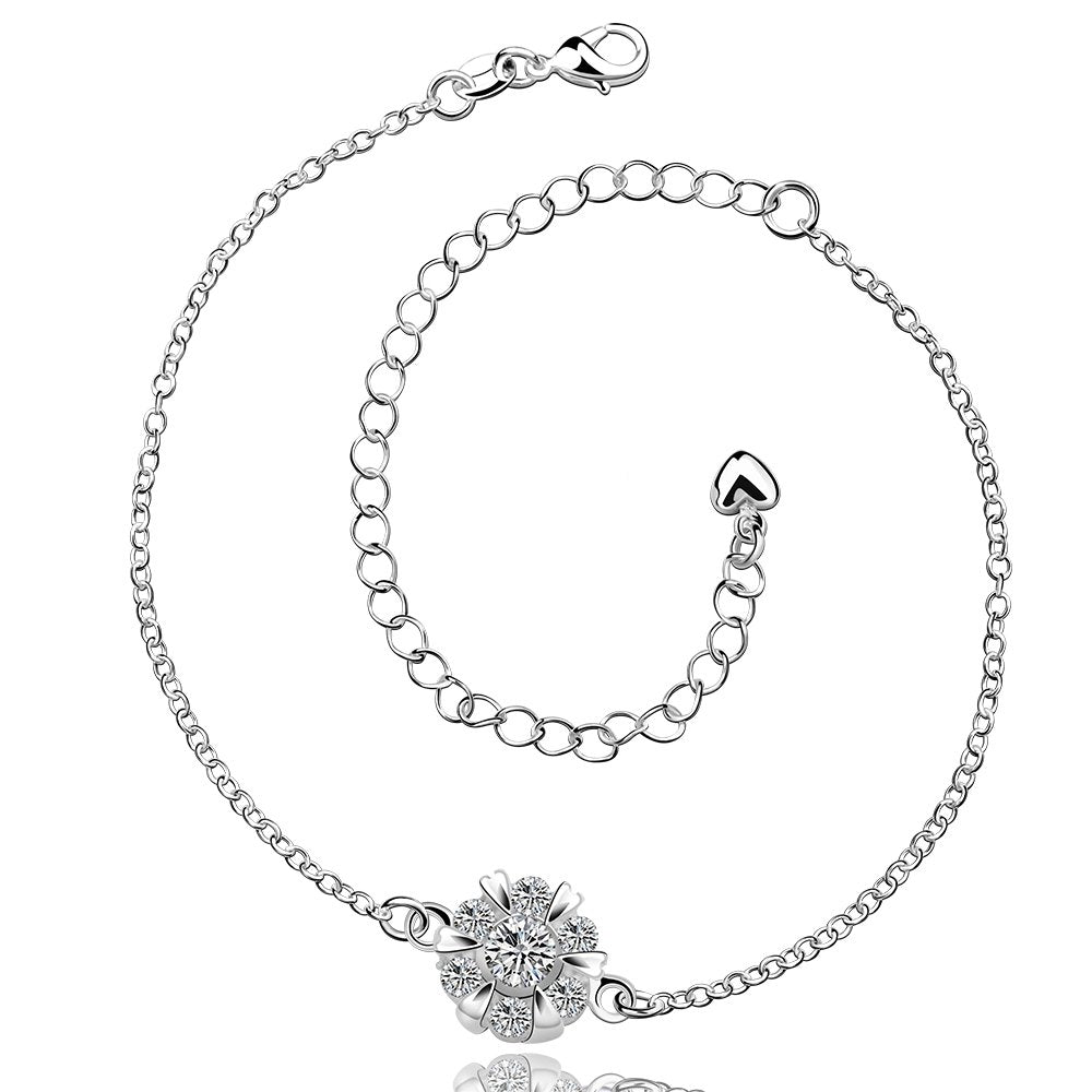 Classic Round Rhinestone Hollow Out Solid Color Anklet For Women