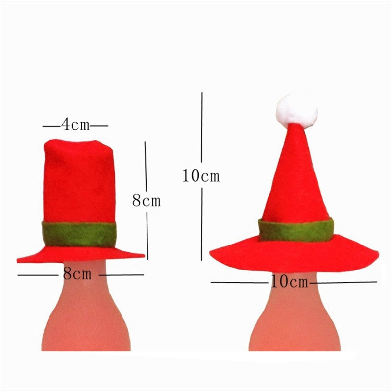 2PCS AY - hq250 Christmas Decoration Hat Wine Bottle Decorated Small Hat