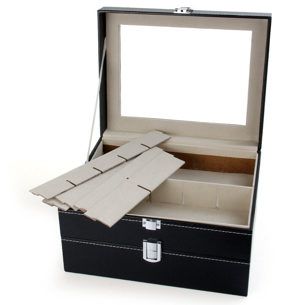 20 Grids Watch Display Case PU Leather Jewelry Storage Box Organizer