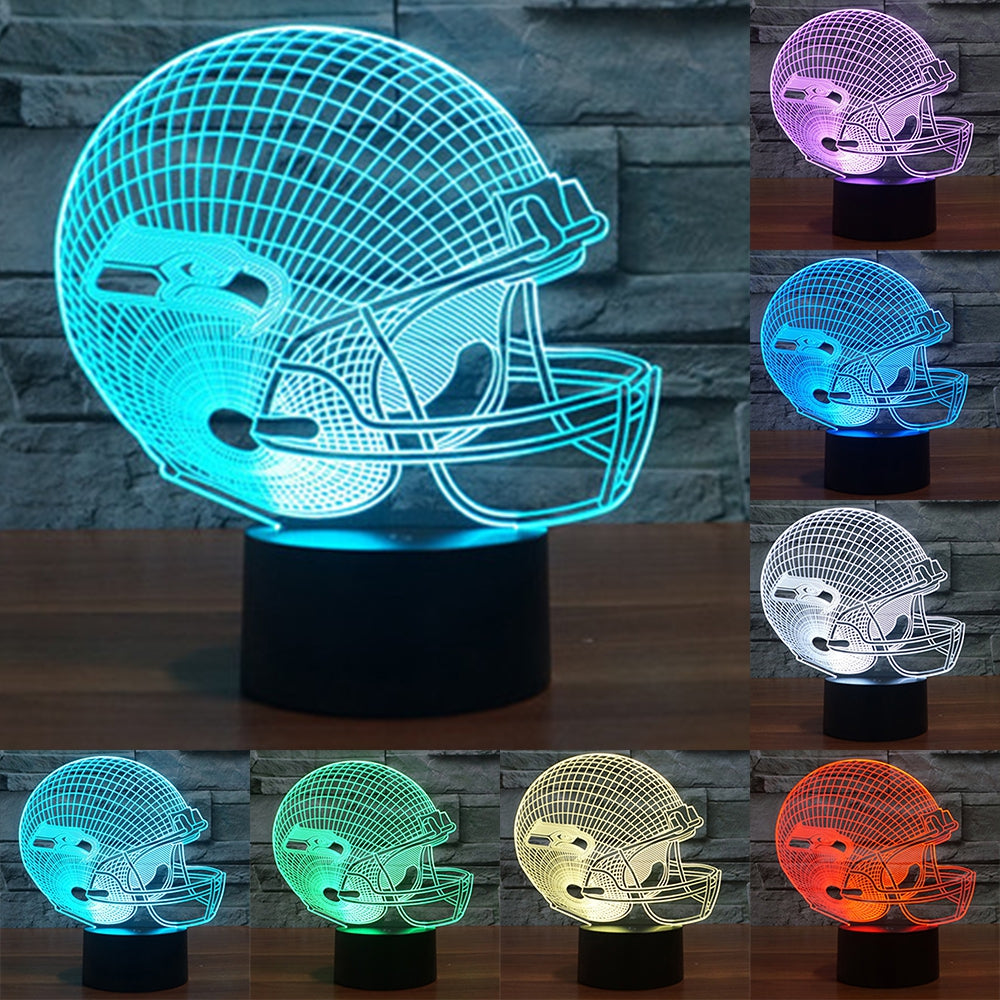 3D Illusion LED Table Lamp Night Lights Rugby Cap Desk Lampen Seahawks Helmet led Light Touch 7 ...