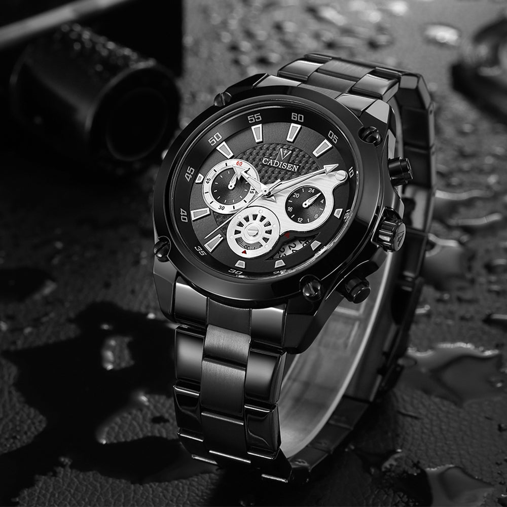 Cadisen C9053 Fashion Men Steel Band Multifunction Quartz Movement Watch