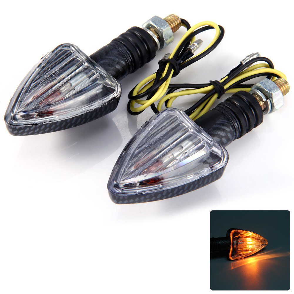 2pcs 12V Motorcycle Arrow Shaped Amber Turn Signal Indicator Light