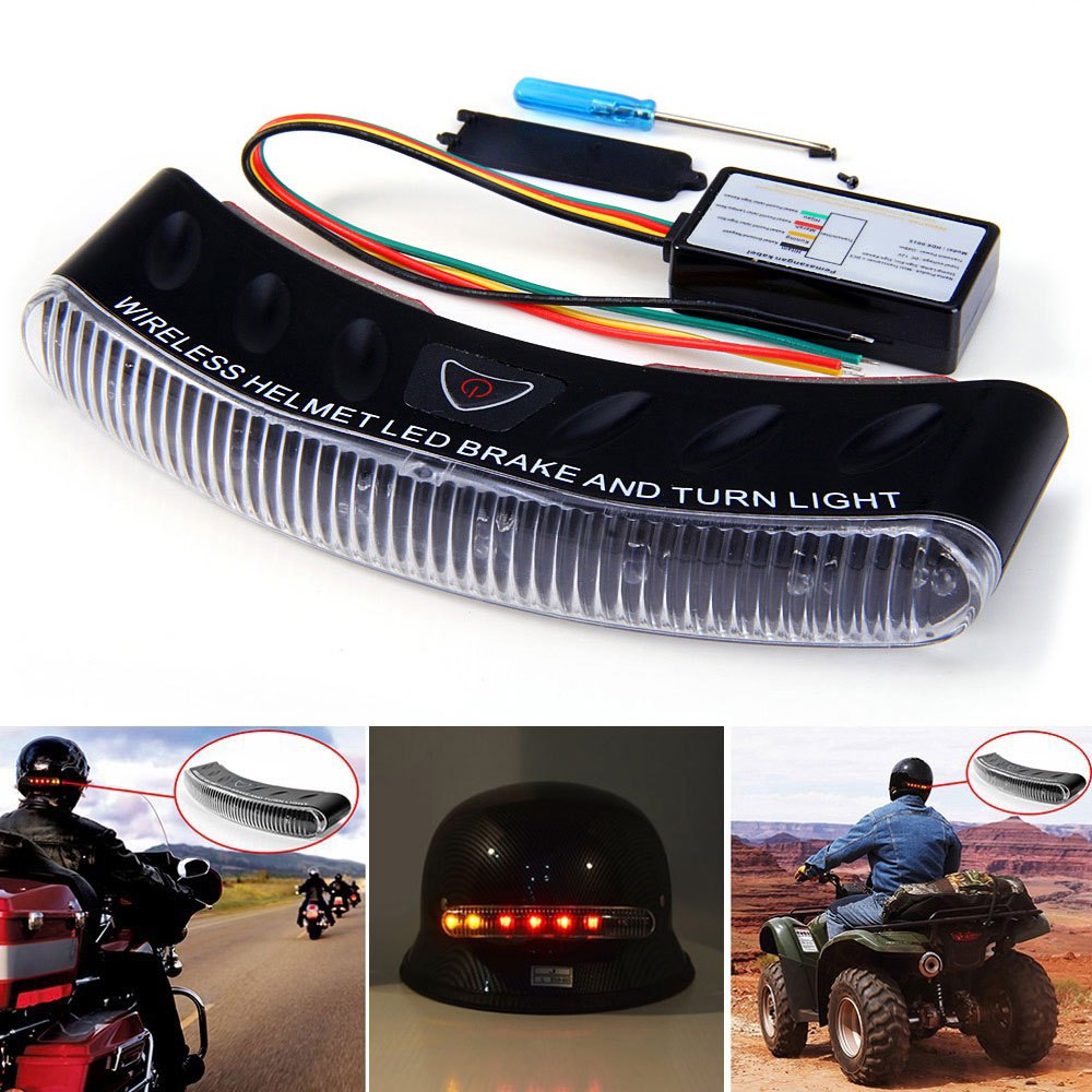12V 8 LEDs Wireless Motorcycle / Motorbike Helmet LED Brake Turn Signal Light