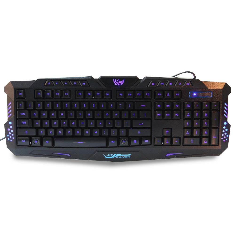 A877 1.5m Cable Three Backlight Colors USB Wired Gaming Keyboard with Adjustable Light Brightnes...