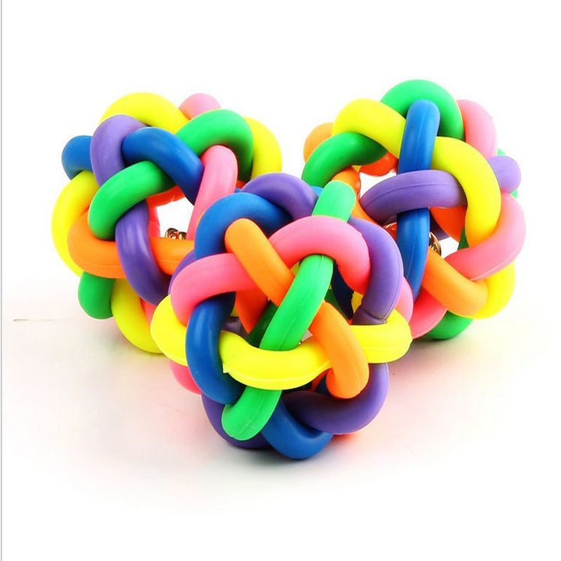 1PCS Puppy Dog Toy Colorful Bouncy Rubber Balls with Bell for Pet Training Playing Chewing