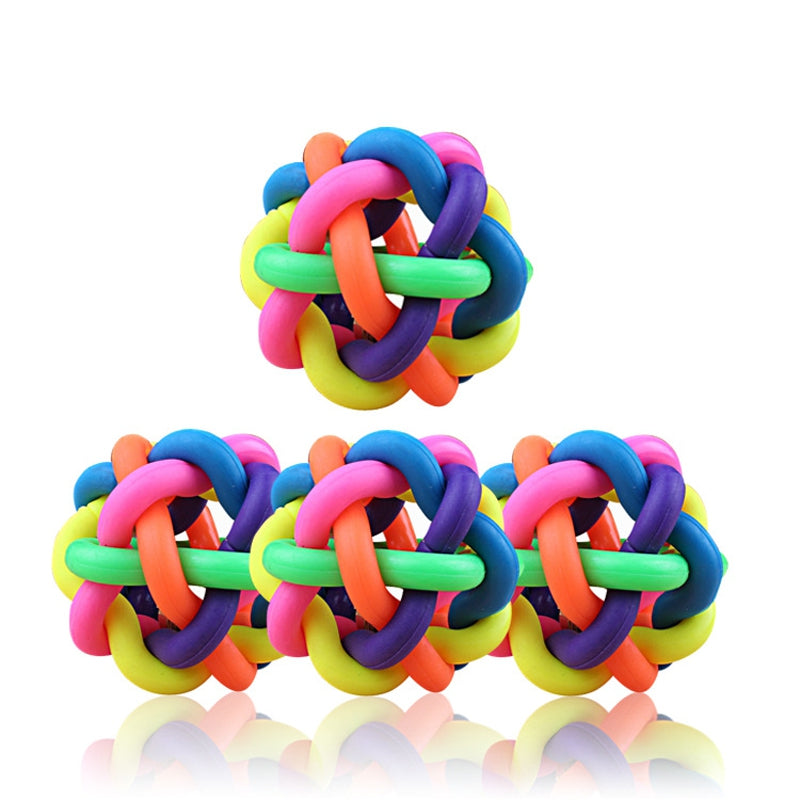 1PCS Puppy Dog Toy Colorful Bouncy Rubber Balls with Bell for Pet Training Playing Chewing