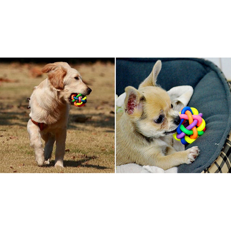 1PCS Puppy Dog Toy Colorful Bouncy Rubber Balls with Bell for Pet Training Playing Chewing