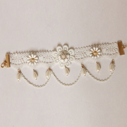 Delicate Faux Pearl Lace Flower Women's Anklet