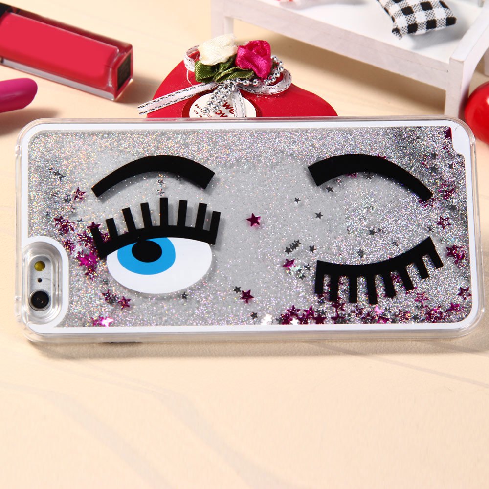 3D Liquid Blink Flow Quicksand Style Anti-slip Back Cover Case with Transparent Frame for iPhone...