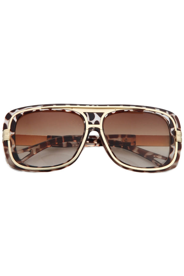 Chic Metal Inlay Leopard Frame Sunglasses For Women