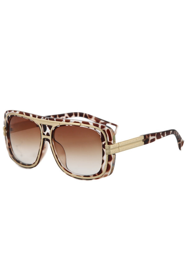 Chic Metal Inlay Leopard Frame Sunglasses For Women