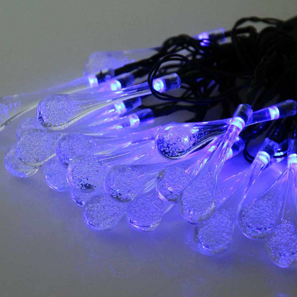 Christmas Tree Decors 5m 20 LED Solar String Light Water Drop Shape Lamp Xmas Tree Ornament