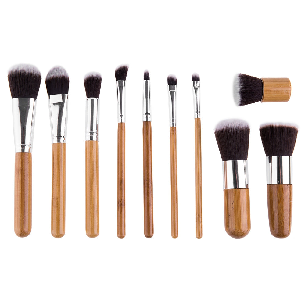 Beauty 11 Pcs Wool Brush Set Makeup Cosmetics with Pure Color Pouch