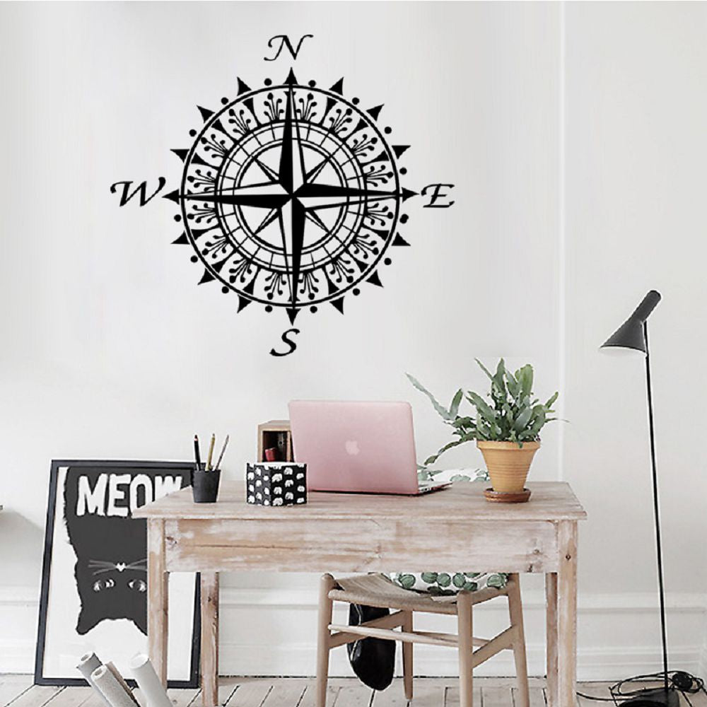 DSU Wall Sticker For Kids Rooms Art Nautical Home Decor Compass Vinyl Decal Removable Mural Bedroom