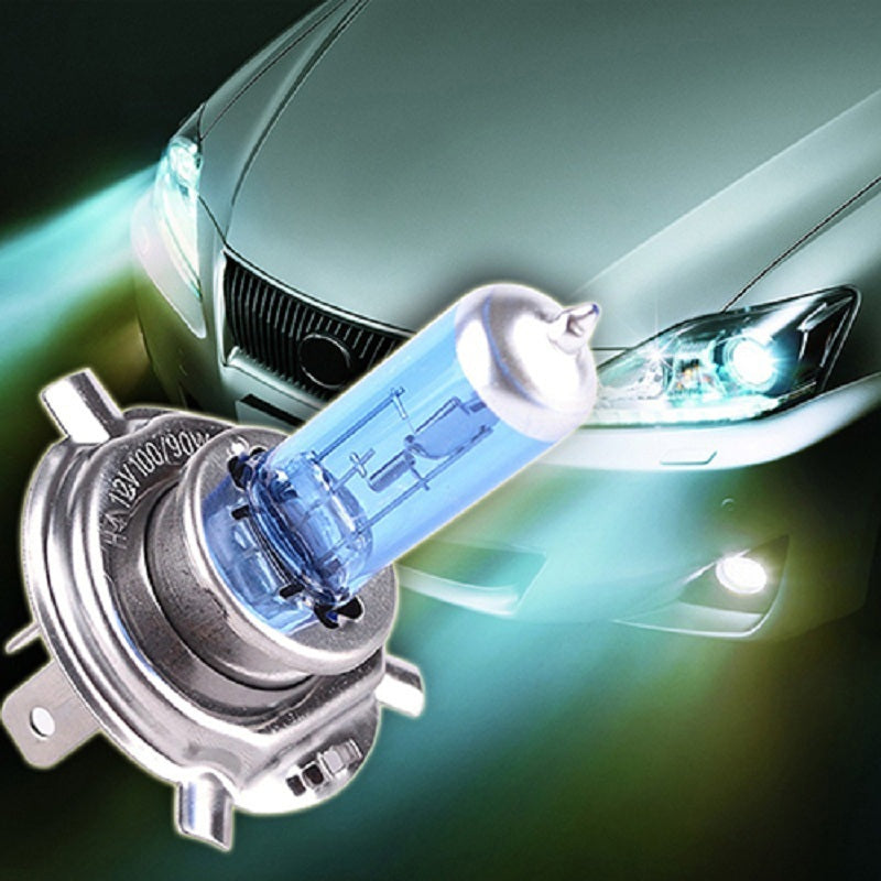 2PCS H4 12V 100/90W Halogen Bulb Xenon Dark Blue Glass Car HeadLight Lamp Super White Stainless ...